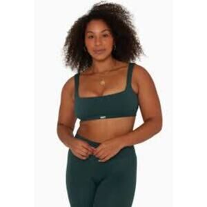 Set Active Square Back Bra Womens Large Forest Green EUC